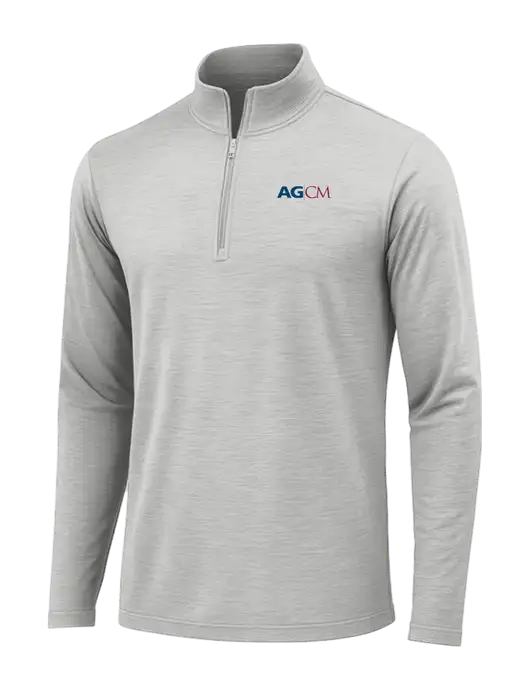 Light Grey Heather Posicharge Tri-Blend Wicking 1/4 Zip Pullover w/AG|CM Logo