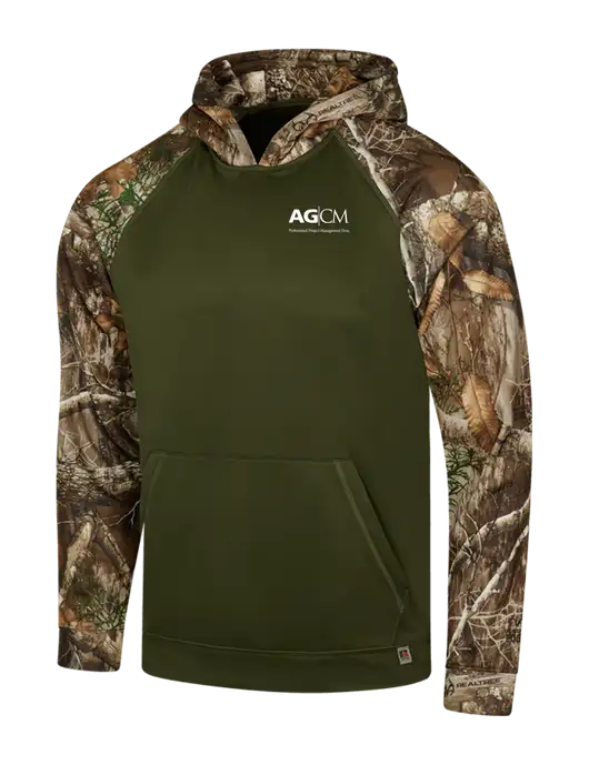 Russell Outdoors Dark Olive/Realtree Edge Camo Colorbock Performance Hoodie w/AG|CM Logo