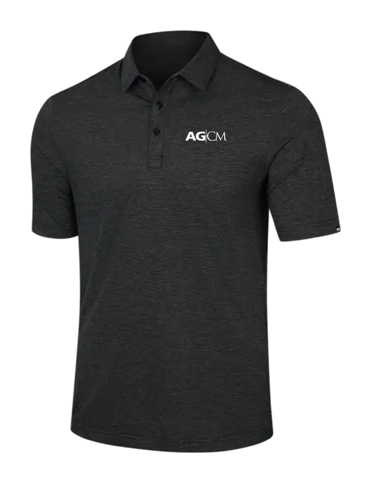 TravisMathew Black Heather Sunnyvale Polo w/AG|CM Logo