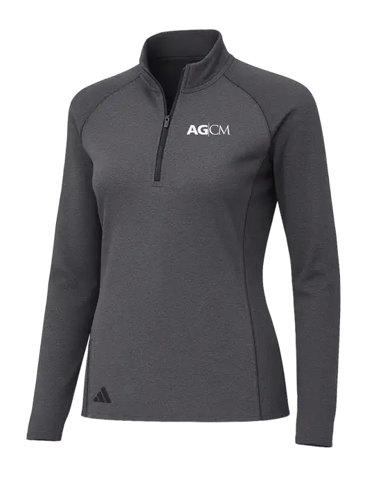 Adidas Womens Black Melange Space Dyed Quarter-Zip Pullover  w/AG|CM Logo