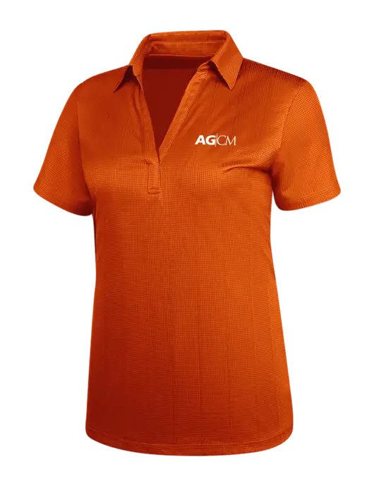 Orange Womens Performance Fine Jacquard Polo w/AG|CM Logo