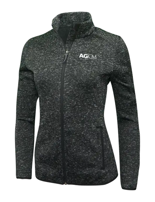 Black Heather Womens Sweater Fleece Jacket w/AG|CM Logo