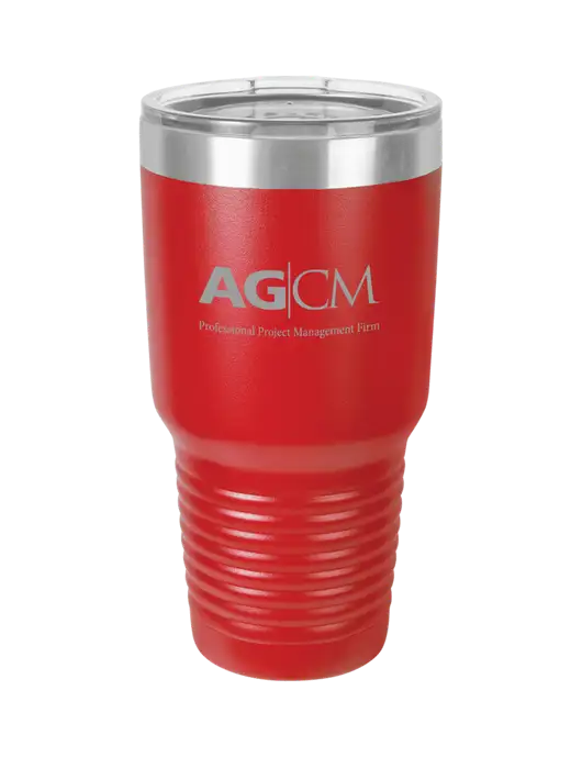 Polar Camel 30 oz Powder Coated Red Vacuum Insulated Tumbler  w/AG|CM Logo