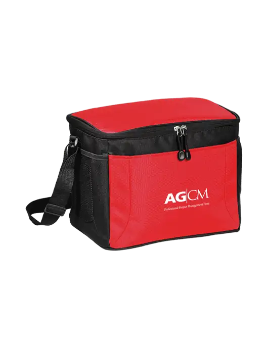 12 Can Red/Black Cube Cooler  w/AG|CM Logo