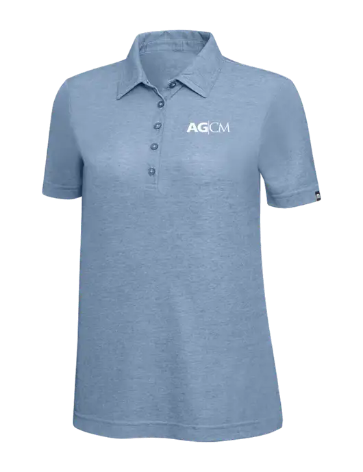 TravisMathew Slate Blue Heather Womens Oceanside Polo w/AG|CM Logo