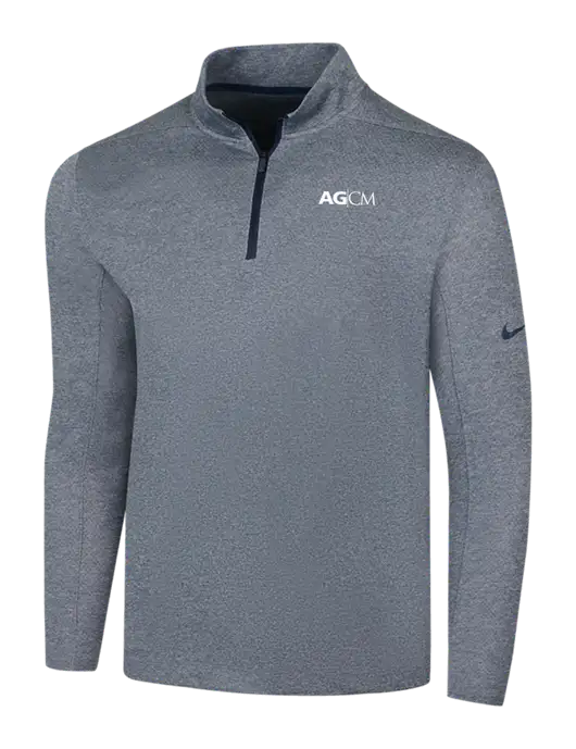 NIKE Navy Heather Dry 1/2 Zip Cover-Up w/AG|CM Logo