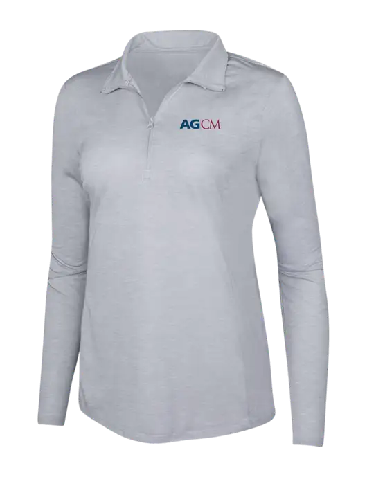 Light Grey Heather Womens Posicharge Tri-Blend Wicking 1/4 Zip Pullover w/AG|CM Logo