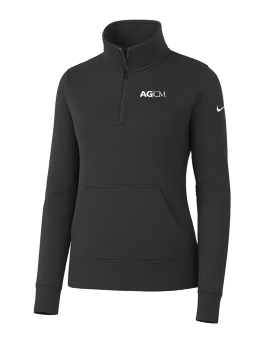 Nike Womens Dark Grey Club Fleece Sleeve Swoosh 1/2-Zip w/AG|CM Logo