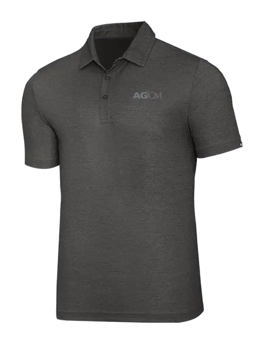 TravisMathew Black Heather Oceanside Polo w/AG|CM Logo