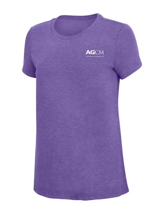 Womens Simply Soft Purple Frost 4.5oz  Poly/Combed Ring Spun Cotton T-Shirt w/AG|CM Logo