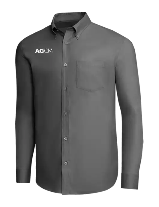 Brooks Brothers Dark Grey Wrinkle-Free Stretch Pinpoint Shirt w/AG|CM Logo