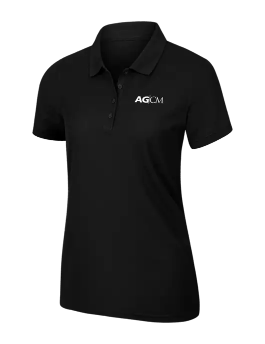 Womens Black Core Classic Pique Polo w/AG|CM Logo