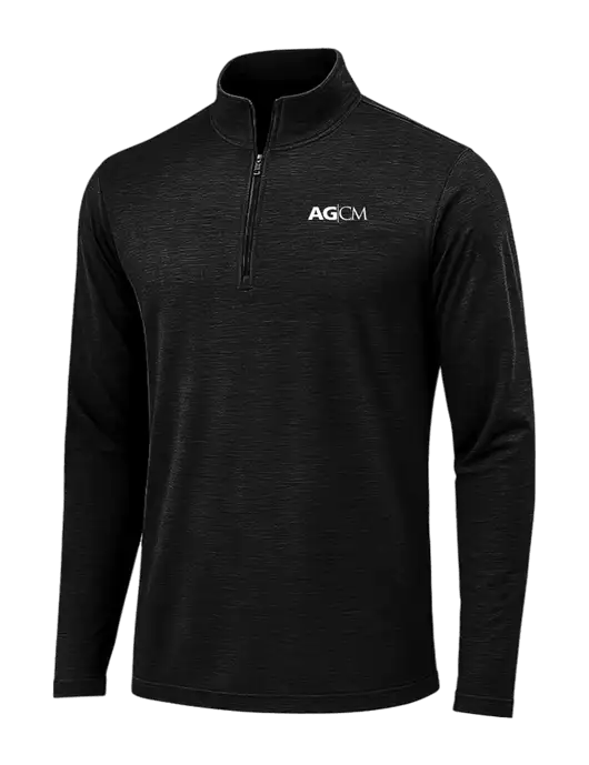 Black Triad Solid Posicharge Tri-Blend Wicking 1/4 Zip Pullover w/AG|CM Logo