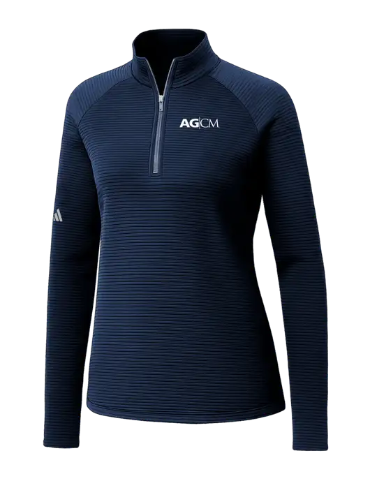 Adidas Womens Navy Spacer Quarter-Zip Pullover  w/AG|CM Logo