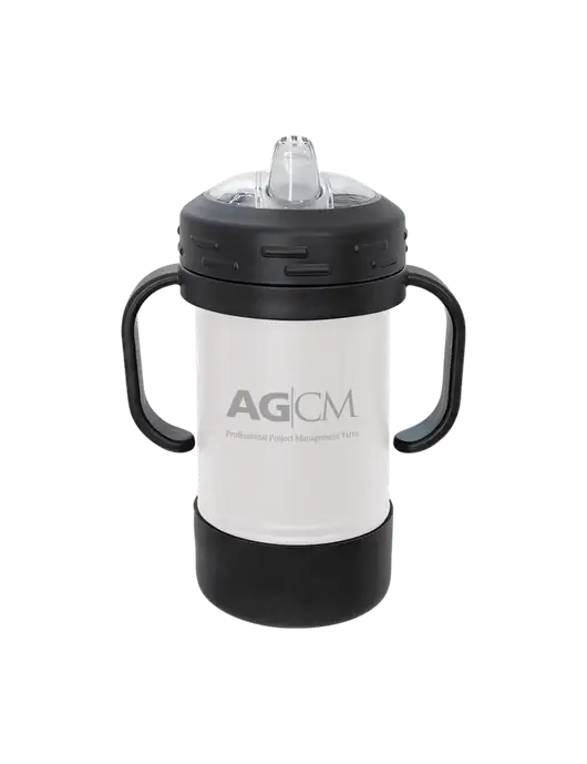 Polar Camel 10 oz Powder Coated White Sippy Cup w/AG|CM Logo