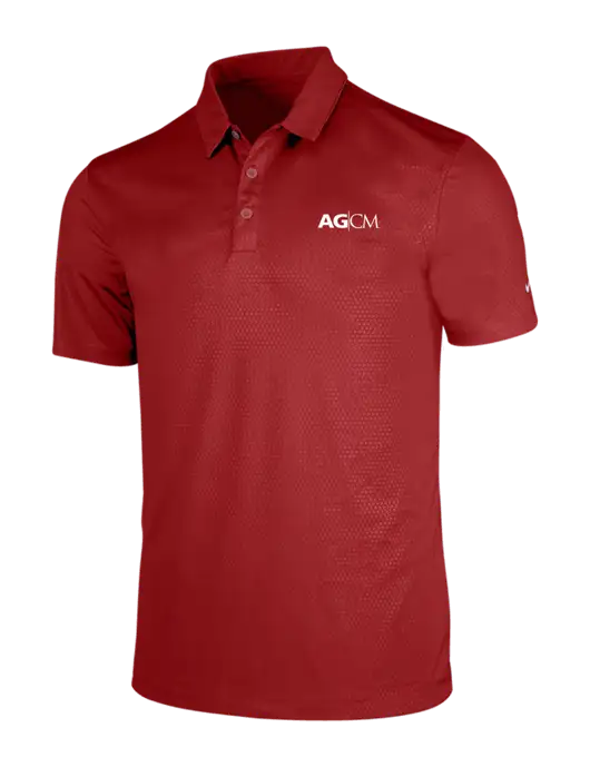 NIKE Red Dri-Fit Embossed Tri-Blade Polo w/AG|CM Logo