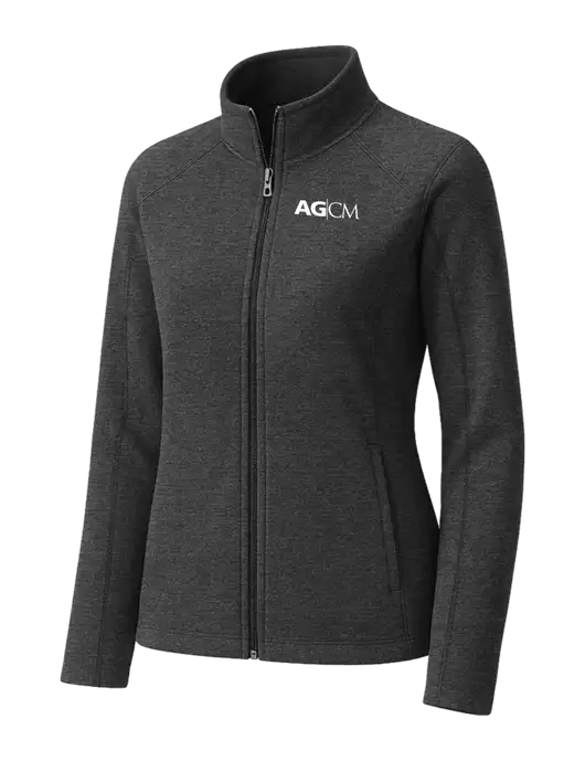 Charcoal Womens Heather Microfleece Full-Zip Jacket w/AG|CM Logo