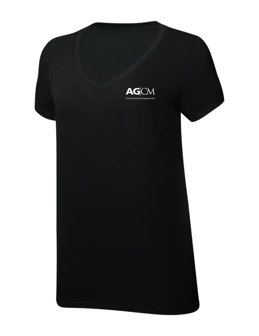 Womens Simply Soft V-Neck Black 4.5oz  Poly/Combed Ring Spun Cotton T-Shirt w/AG|CM Logo