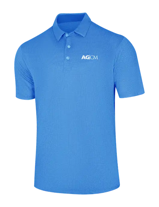 Callaway Carolina Blue Fashion Gingham Polo w/AG|CM Logo