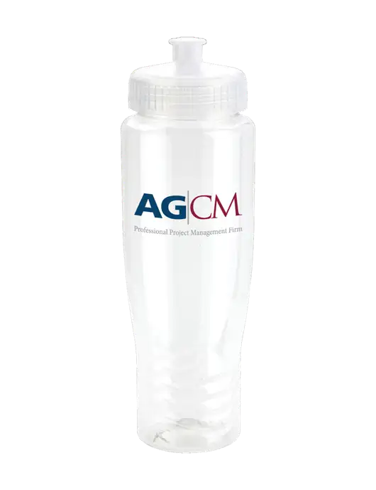 Roam Clear 28 oz Eco-Polyclear Bottle with Push Pull Lid w/AG|CM Logo