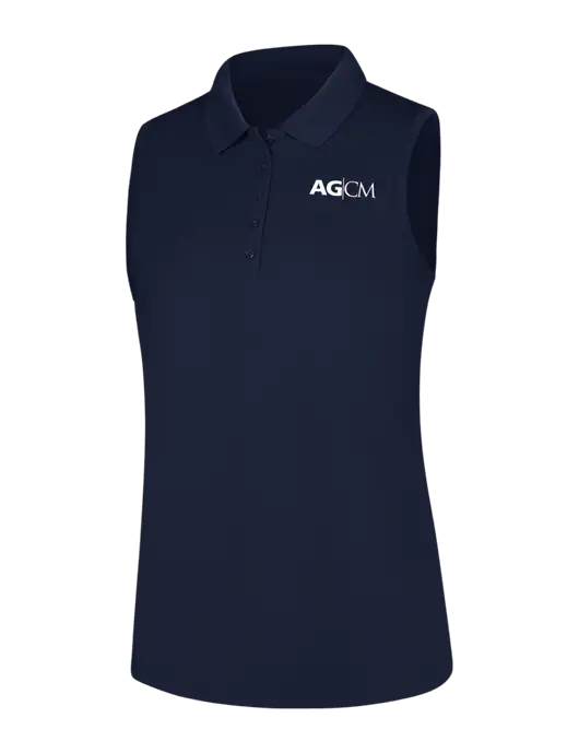 Womens Navy Dry Zone UV Micro-Mesh Sleeveless Polo w/AG|CM Logo