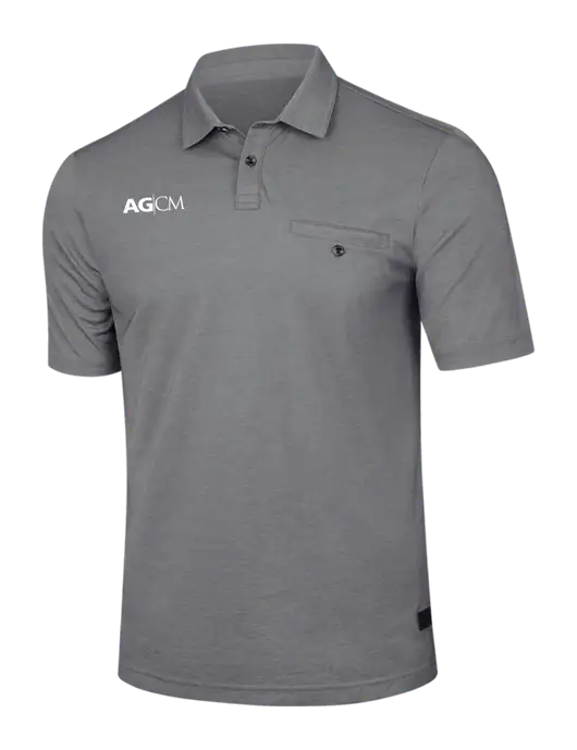 TravisMathew Medium Grey Heather Sunsetters Pocket Polo w/AG|CM Logo