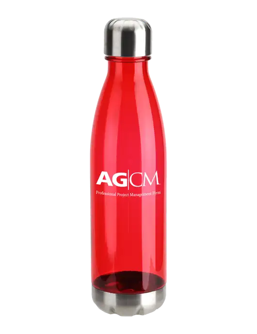 Bayside Tritan Red 25 oz Bottle with Stainless Base and Cap w/AG|CM Logo
