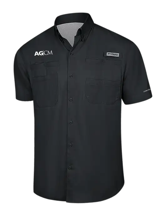 Columbia Black PFG Tamiami II Short Sleeve Shirt w/AG|CM Logo