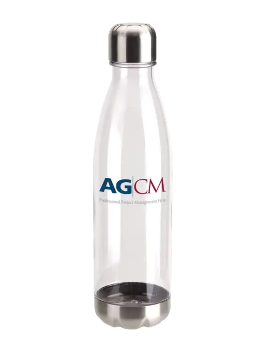 Bayside Tritan Clear 25 oz Bottle with Stainless Base and Cap w/AG|CM Logo