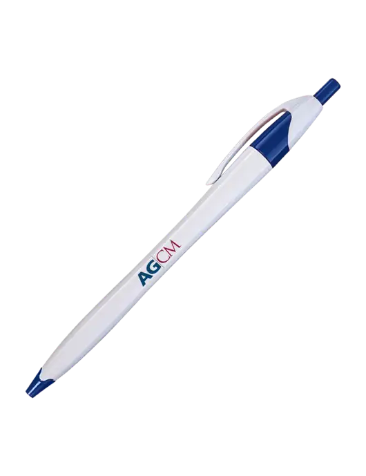 Novella White/Royal Classic Pen - Blue Ink w/AG|CM Logo