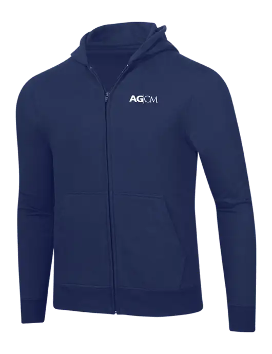 Navy 8.5 oz Ring Spun Zip Hooded Sweatshirt w/AG|CM Logo