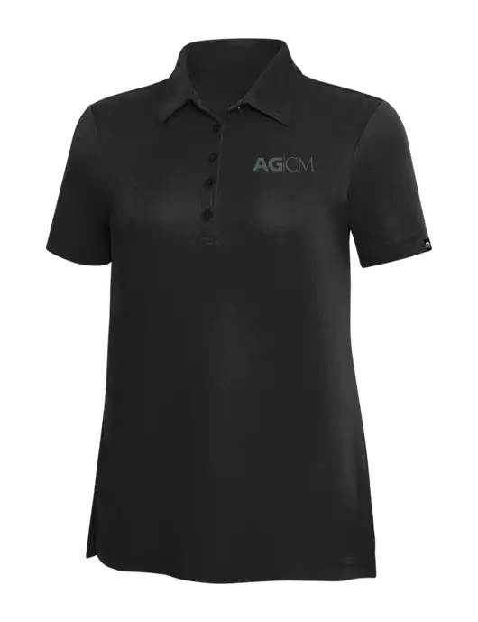 TravisMathew Black Solid Womens Oceanside Polo w/AG|CM Logo