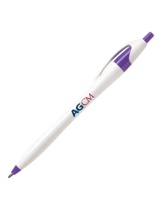 Novella Purple/White Splash Pen - Blue Ink w/AG|CM Logo