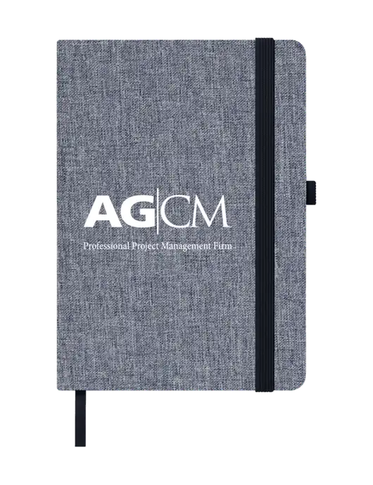 Twill Grey Heathered 5 x 7 Journal w/AG|CM Logo