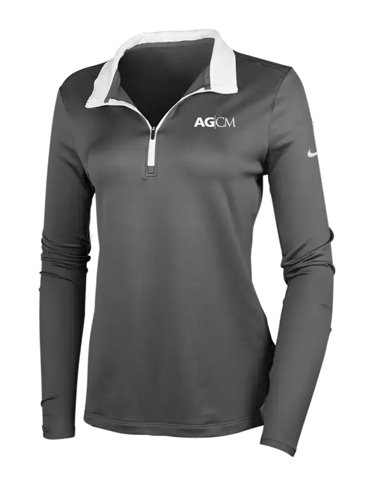 NIKE Dark Grey/White Womens Dry-Fit Stretch 1/2 Zip Cover-Up w/AG|CM Logo