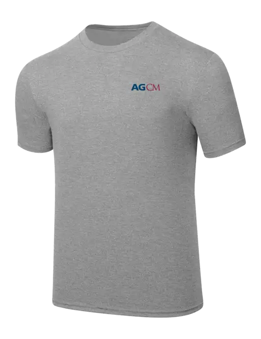 Simply Soft Heathered Light Grey 4.5oz  Poly/Combed Ring Spun Cotton T-Shirt w/AG|CM Logo