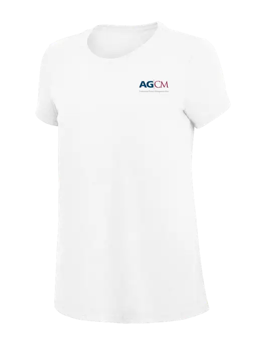 Womens Simply Soft White 4.5oz Poly/Combed Ring Spun Cotton T-Shirt
 w/AG|CM Logo