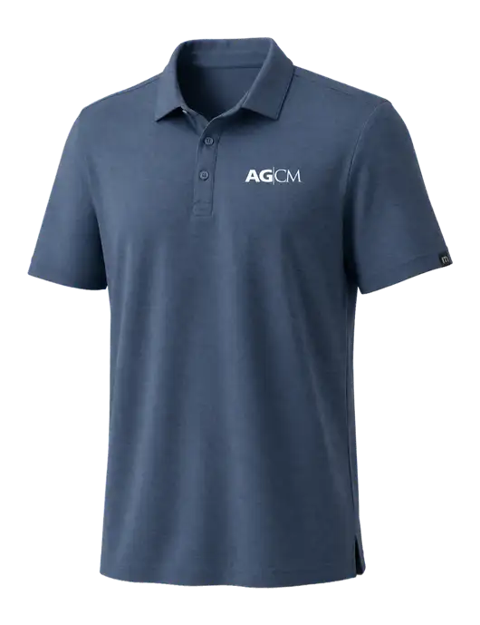 TravisMathew Dark Slate Blue Coto Performance Polo w/AG|CM Logo