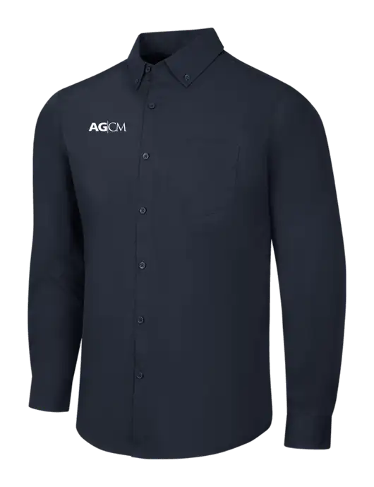 Navy Long Sleeve Carefree Poplin Shirt w/AG|CM Logo