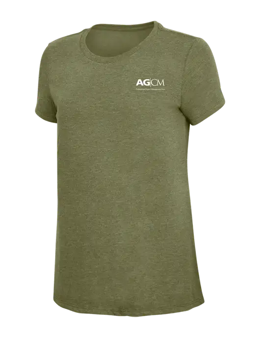 Womens Simply Soft Military Green Frost 4.5oz Poly/Combed Ring Spun Cotton T-Shirt
 w/AG|CM Logo