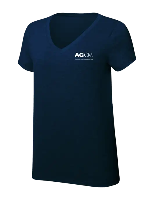 Womens Simply Soft V-Neck New Navy 4.5oz  Poly/Combed Ring Spun Cotton T-Shirt w/AG|CM Logo