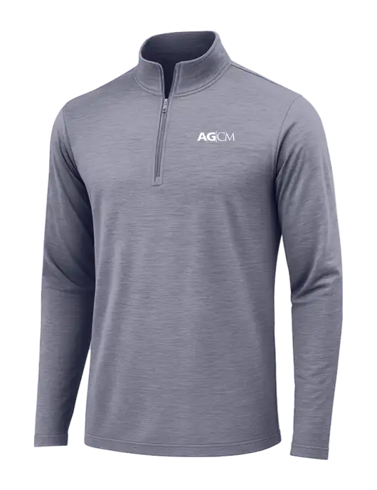 True Navy Heather Posicharge Tri-Blend Wicking 1/4 Zip Pullover w/AG|CM Logo