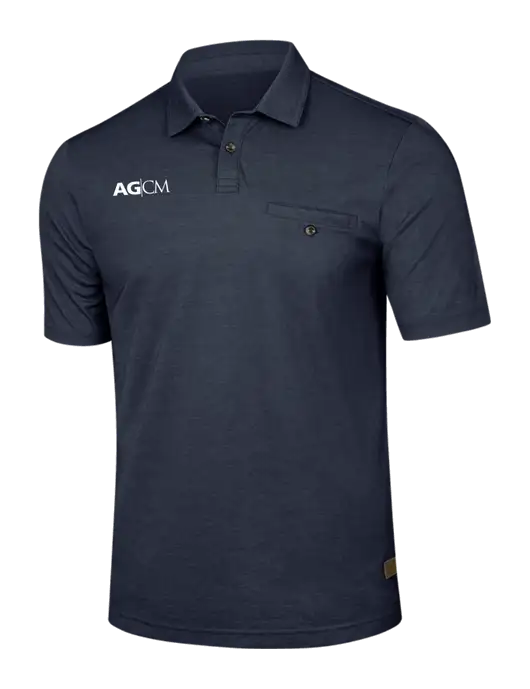 TravisMathew Navy Sunsetters Pocket Polo w/AG|CM Logo