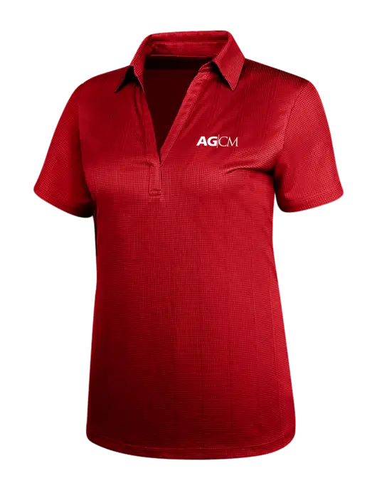 Red Womens Performance Fine Jacquard Polo w/AG|CM Logo