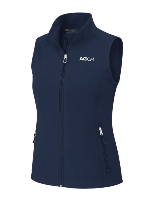 Navy Womens Core Soft Shell Vest w/AG|CM Logo