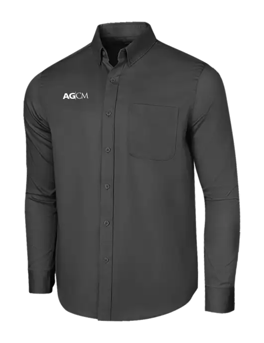 Long Sleeve Dark Grey Superpro React Twill Shirt w/AG|CM Logo