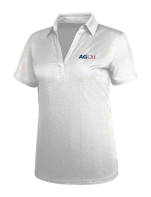 White Womens Performance Fine Jacquard Polo w/AG|CM Logo