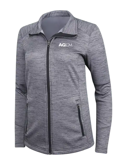 Medium Grey Womens Digi Stripe Fleece Jacket w/AG|CM Logo