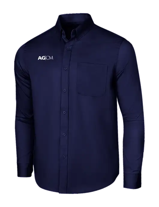 Long Sleeve Navy Superpro React Twill Shirt w/AG|CM Logo