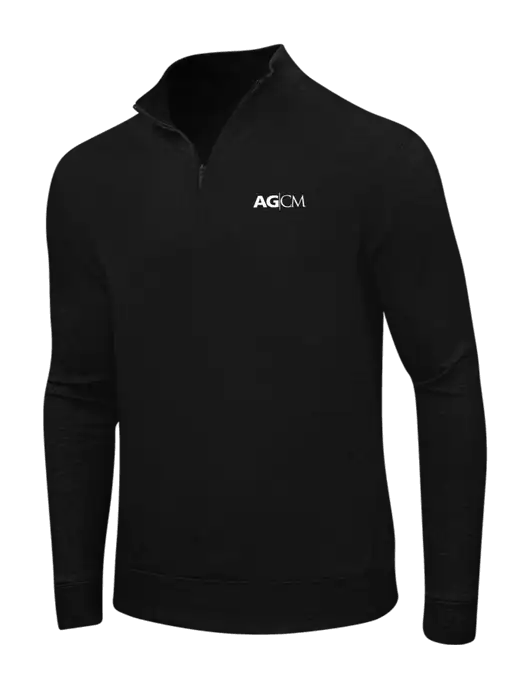 Deep Black/Charcoal Heather Interlock 1/4 Zip w/AG|CM Logo
